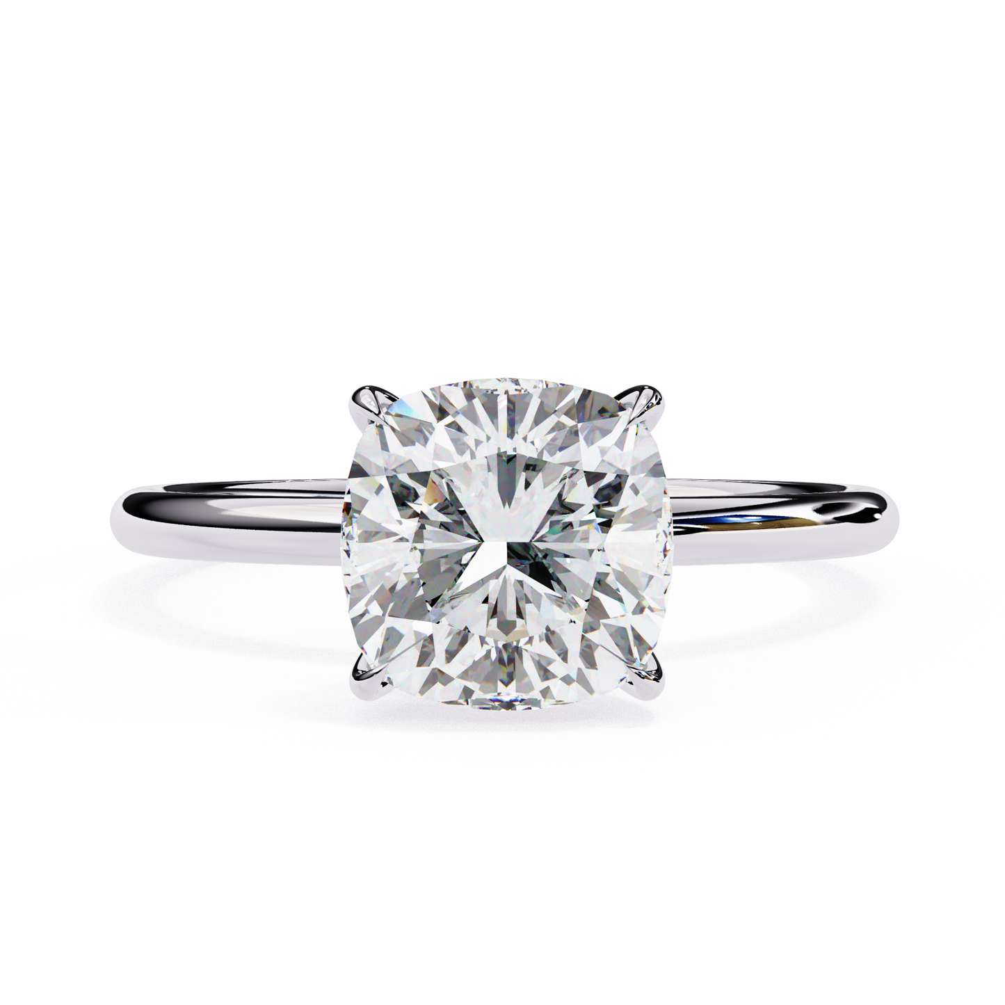 2.65 CT Cushion-Cut Lab-Grown Diamond Solitaire Engagement Ring in 14K Gold