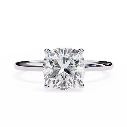 2.65 CT Cushion-Cut Lab-Grown Diamond Solitaire Engagement Ring in 14K Gold