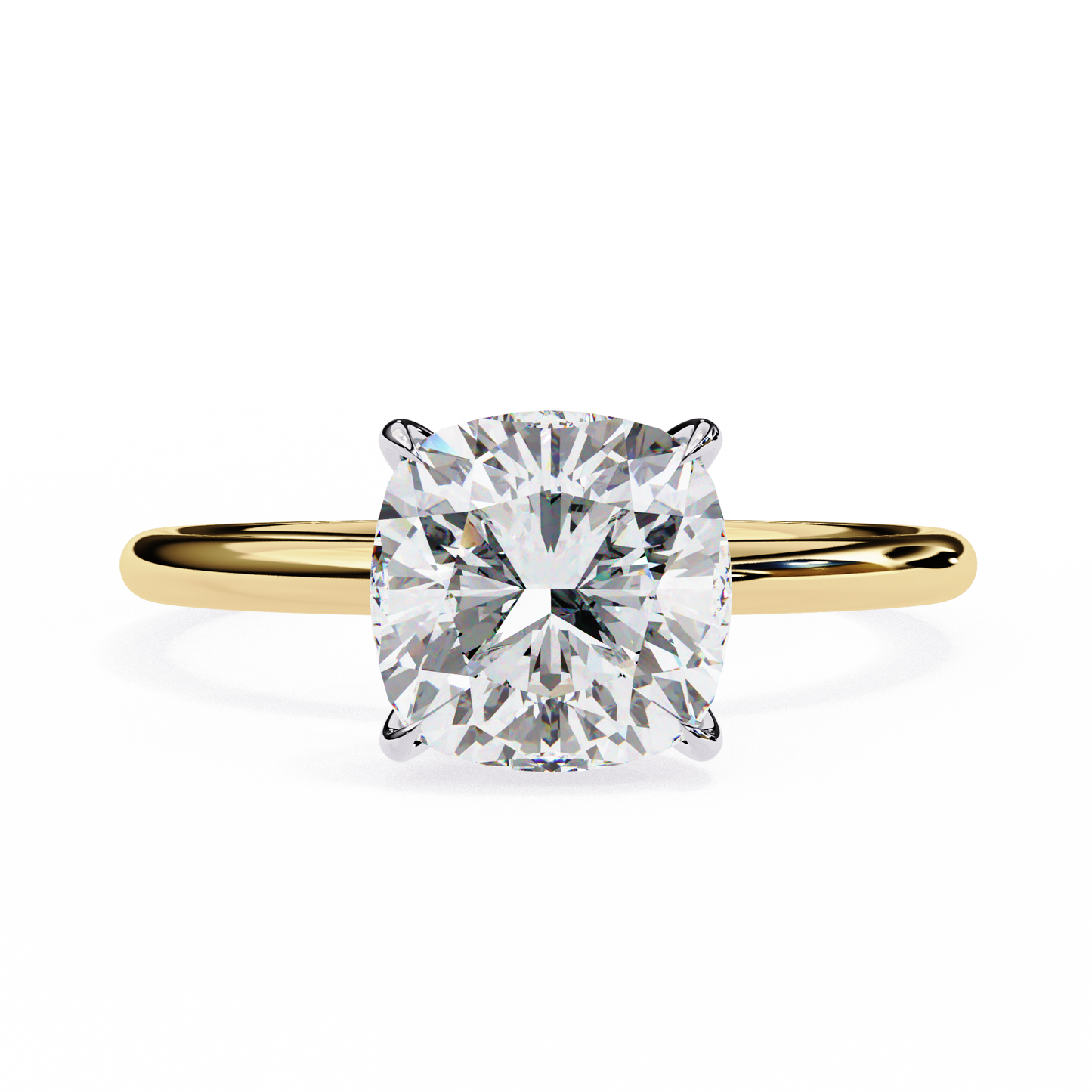 2.65 CT Cushion-Cut Lab-Grown Diamond Solitaire Engagement Ring in 14K Gold