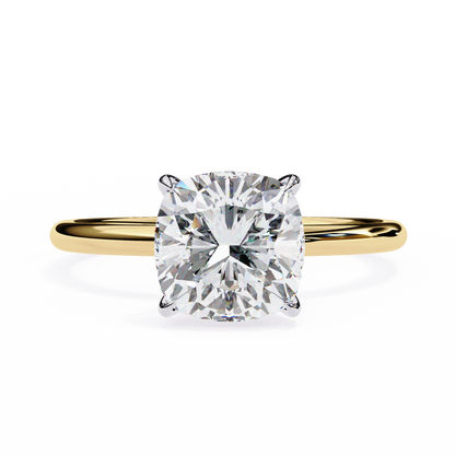 2.65 CT Cushion-Cut Lab-Grown Diamond Solitaire Engagement Ring in 14K Gold