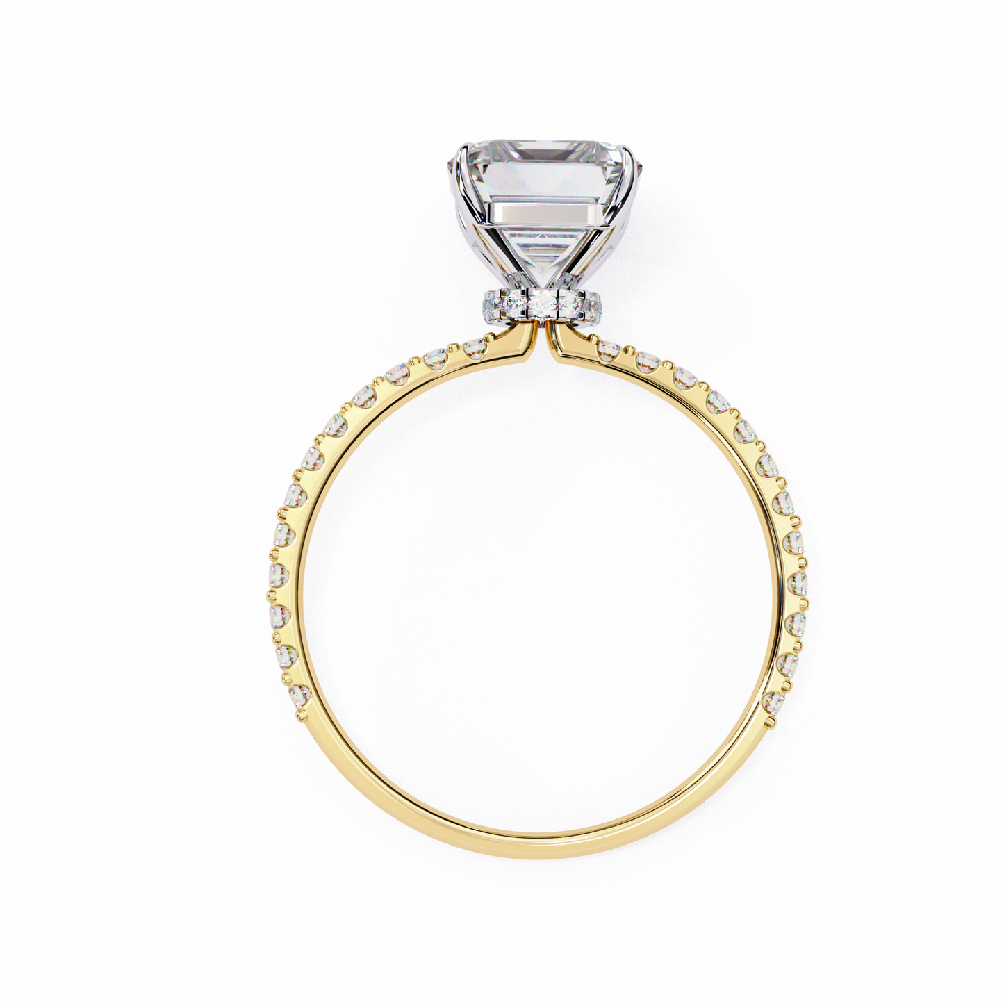 2.60 CTW Emerald-Cut Lab-Grown Diamond Pavé Engagement Ring in 14K Gold