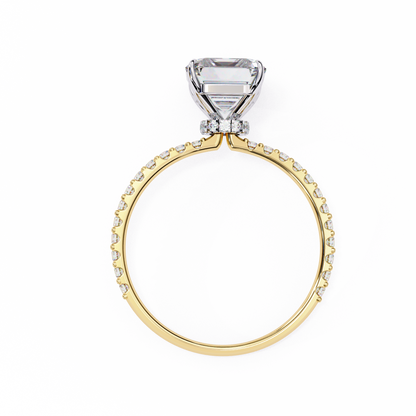 2.60 CTW Emerald-Cut Lab-Grown Diamond Pavé Engagement Ring in 14K Gold