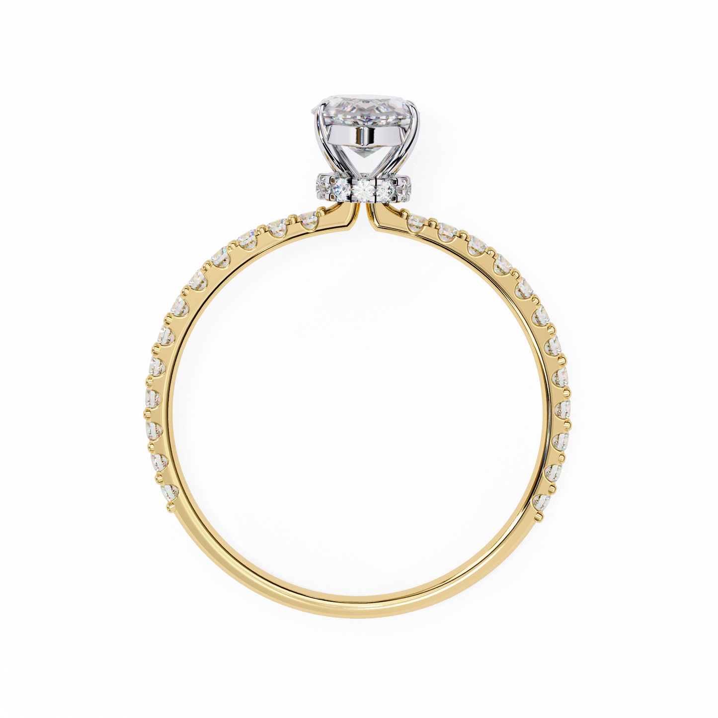 1.11 CTW Marquise-Cut Lab-Grown Diamond Pavé Engagement Ring in 14K Gold