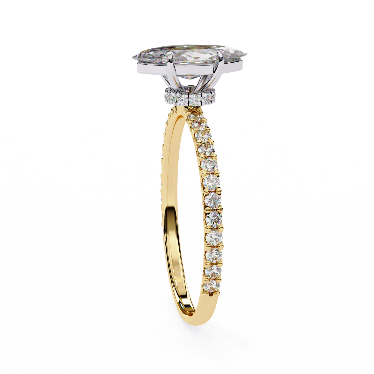 1.11 CTW Marquise-Cut Lab-Grown Diamond Pavé Engagement Ring in 14K Gold