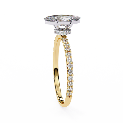 1.11 CTW Marquise-Cut Lab-Grown Diamond Pavé Engagement Ring in 14K Gold