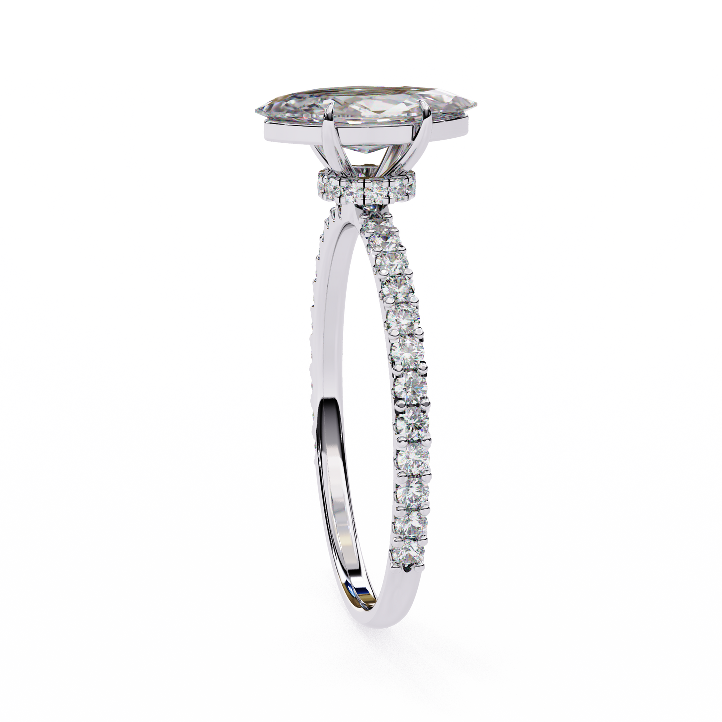 1.11 CTW Marquise-Cut Lab-Grown Diamond Pavé Engagement Ring in 14K Gold