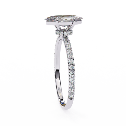 1.11 CTW Marquise-Cut Lab-Grown Diamond Pavé Engagement Ring in 14K Gold