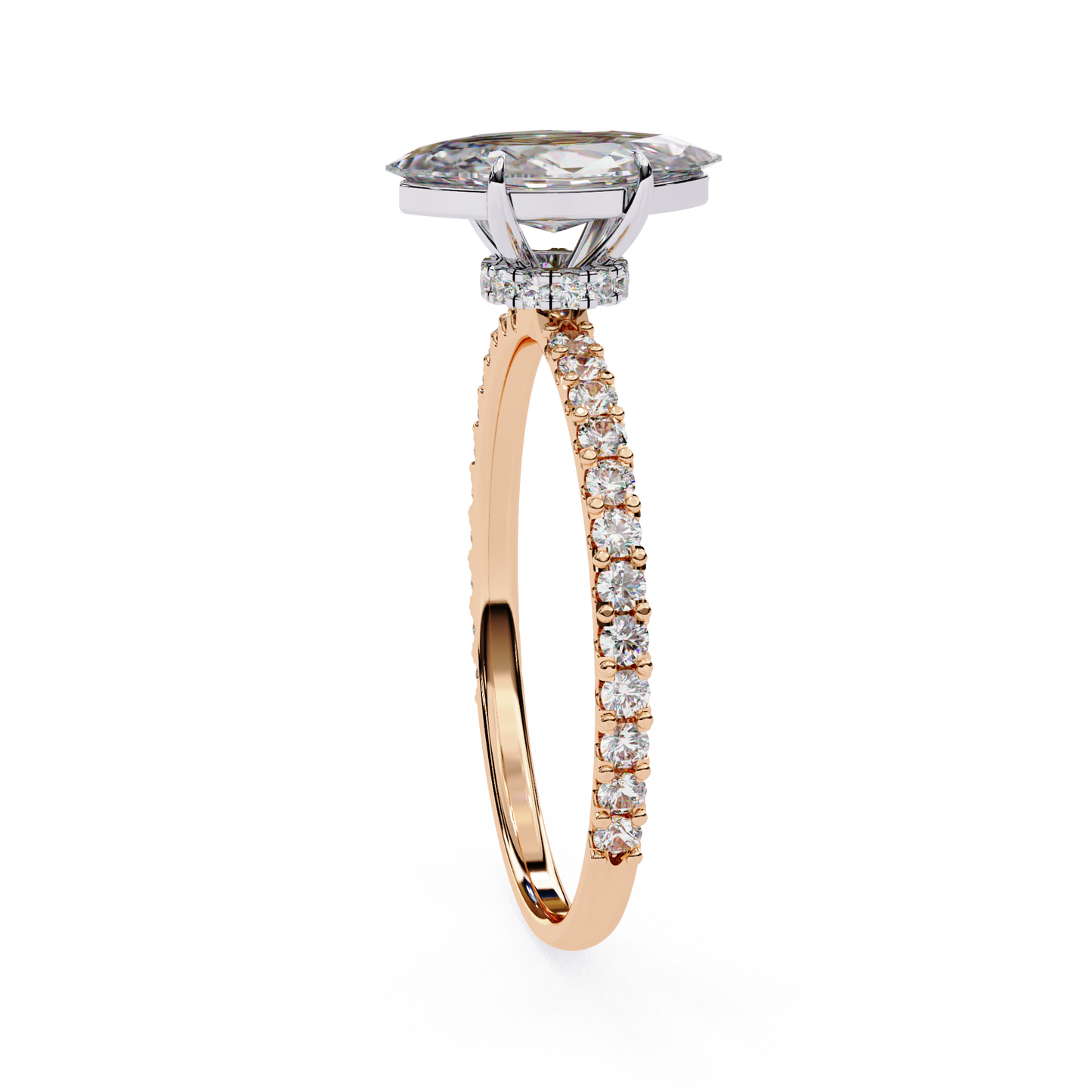 1.11 CTW Marquise-Cut Lab-Grown Diamond Pavé Engagement Ring in 14K Gold