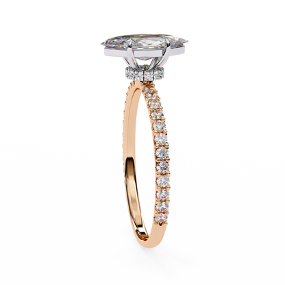 1.11 CTW Marquise-Cut Lab-Grown Diamond Pavé Engagement Ring in 14K Gold