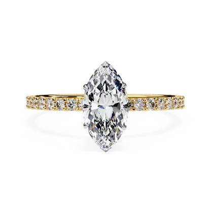 1.11 CTW Marquise-Cut Lab-Grown Diamond Pavé Engagement Ring in 14K Gold