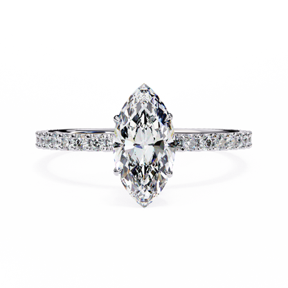 1.11 CTW Marquise-Cut Lab-Grown Diamond Pavé Engagement Ring in 14K Gold