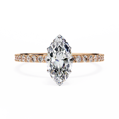 1.11 CTW Marquise-Cut Lab-Grown Diamond Pavé Engagement Ring in 14K Gold