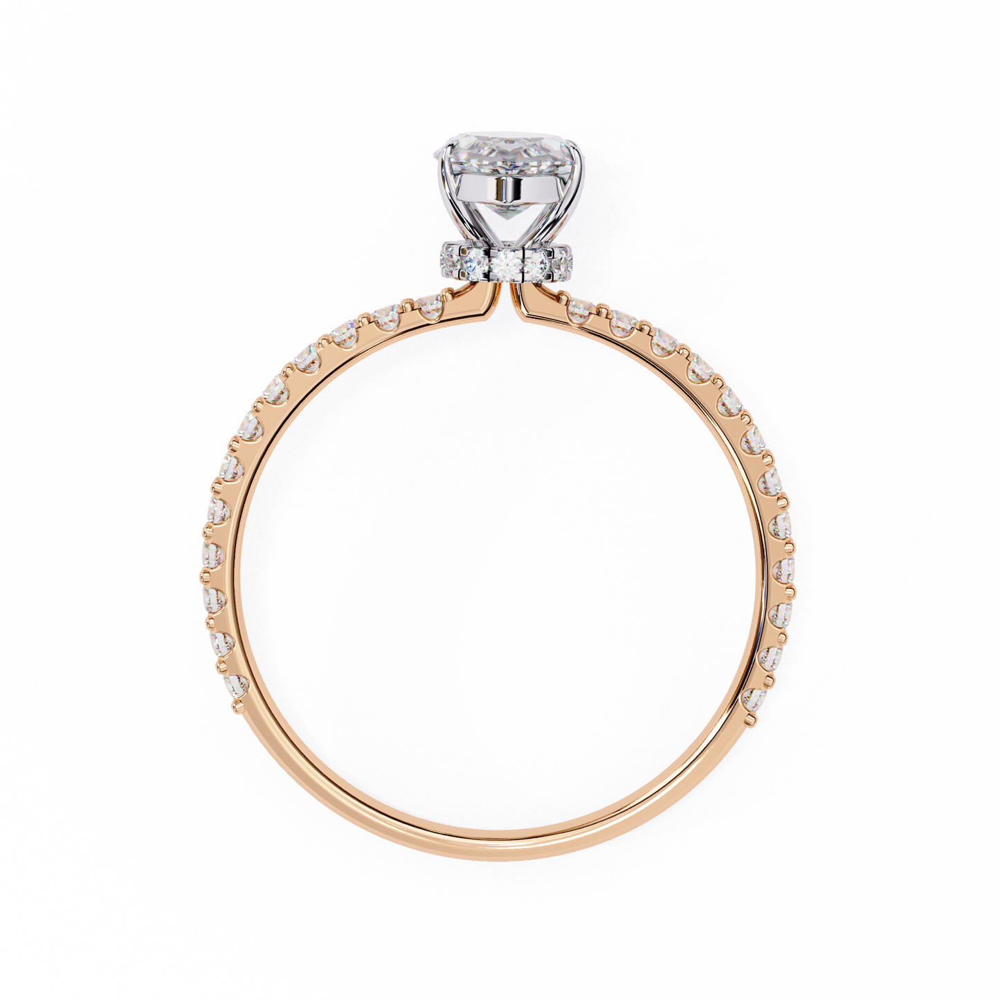1.11 CTW Marquise-Cut Lab-Grown Diamond Pavé Engagement Ring in 14K Gold