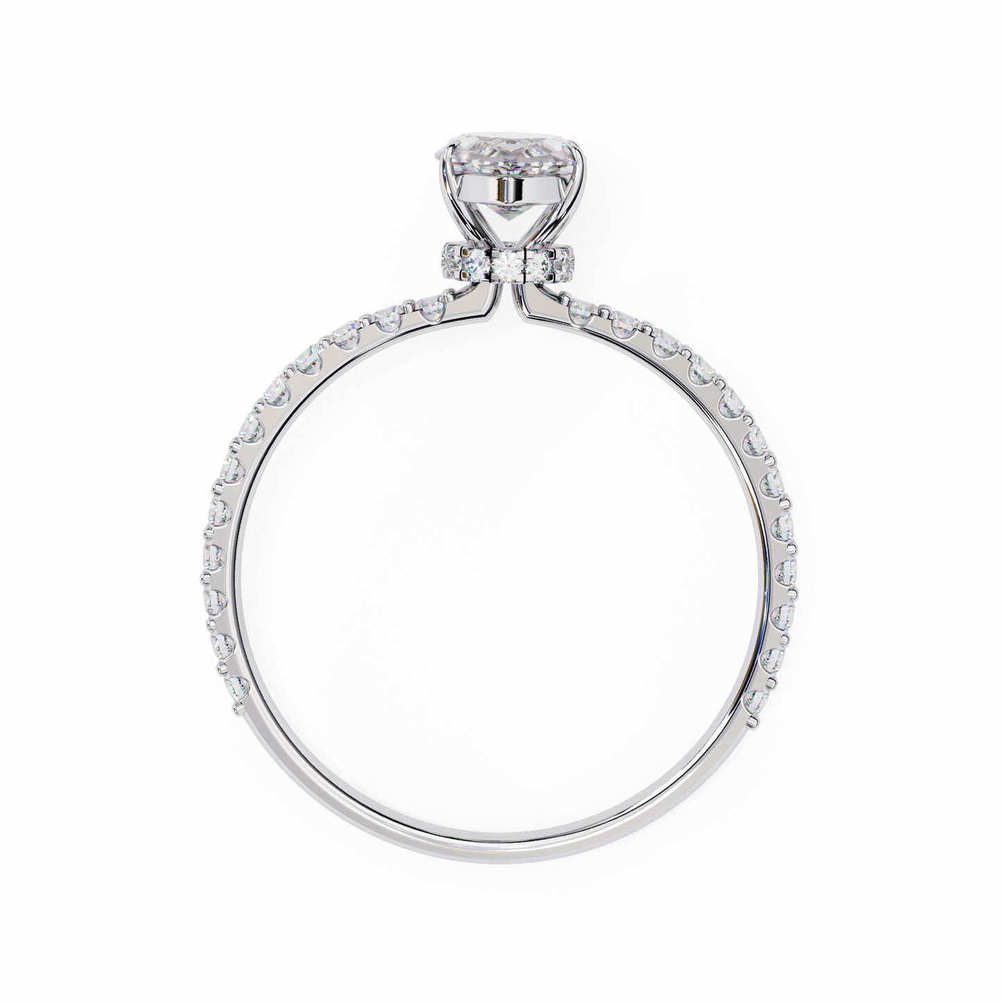 1.11 CTW Marquise-Cut Lab-Grown Diamond Pavé Engagement Ring in 14K Gold