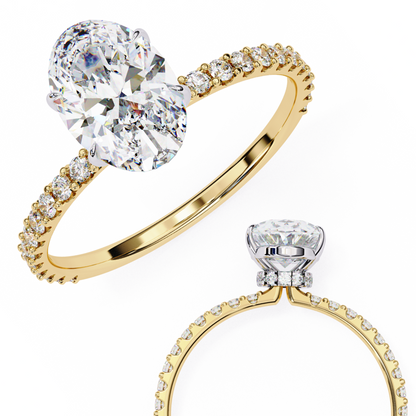 1.49 CTW Oval-Cut Lab-Grown Diamond Pavé Engagement Ring in 14K Gold
