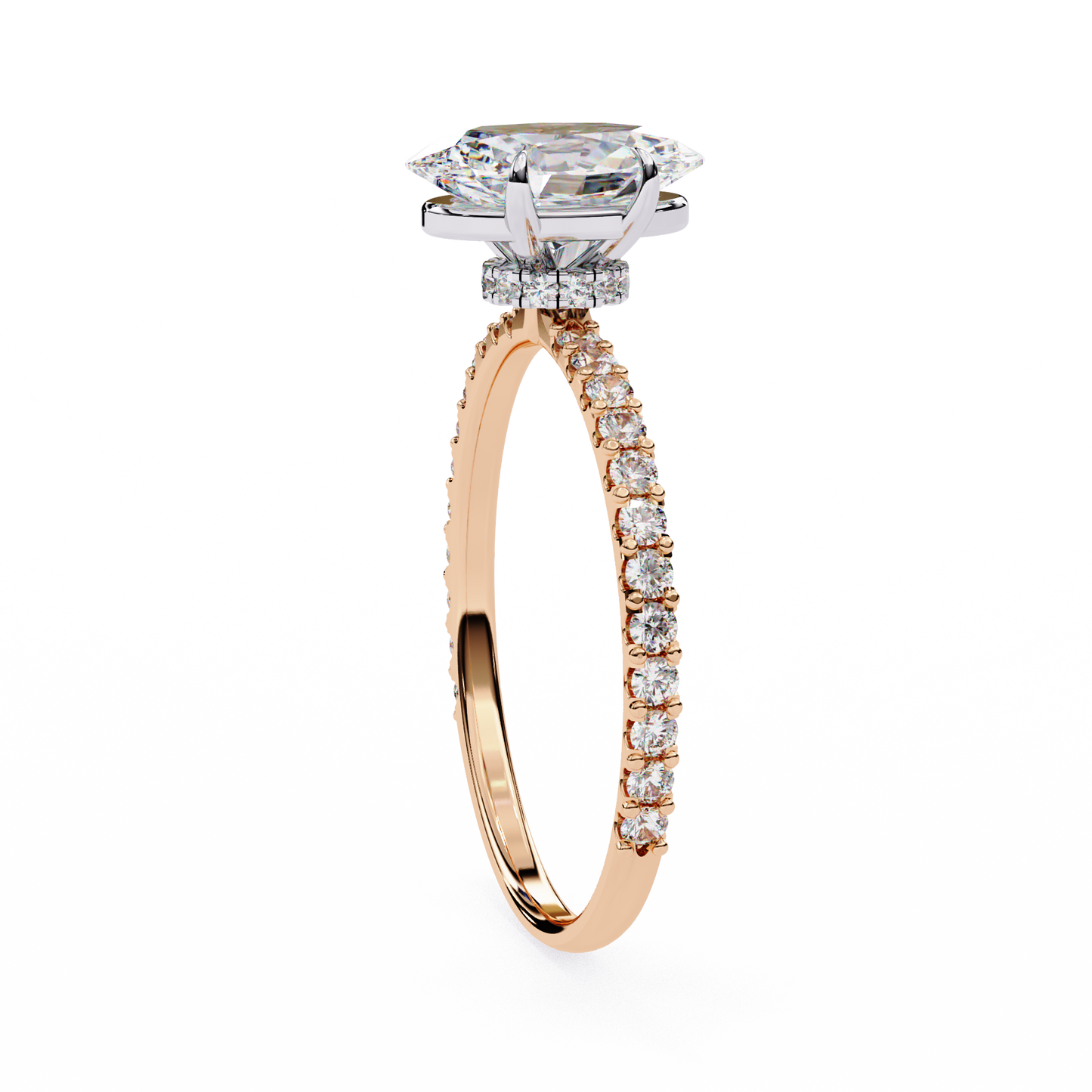 1.49 CTW Oval-Cut Lab-Grown Diamond Pavé Engagement Ring in 14K Gold