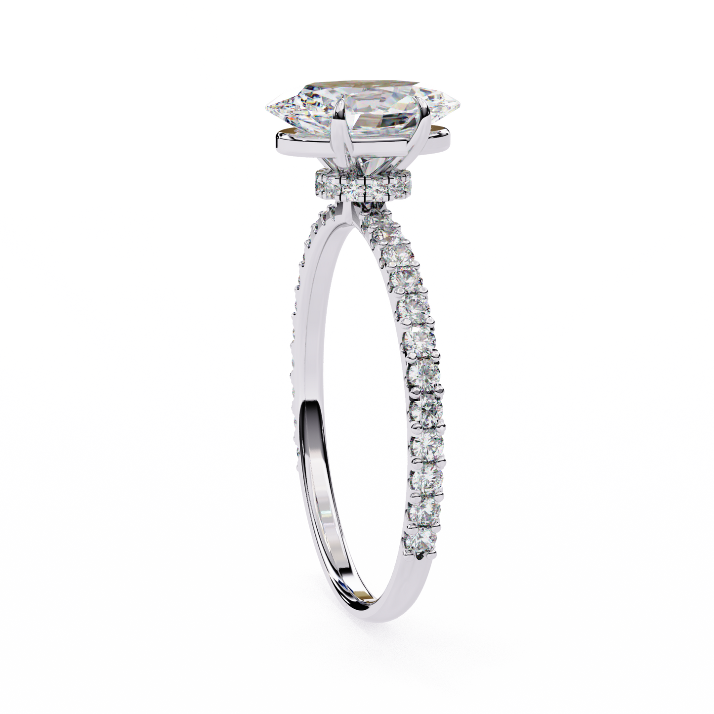 1.49 CTW Oval-Cut Lab-Grown Diamond Pavé Engagement Ring in 14K Gold