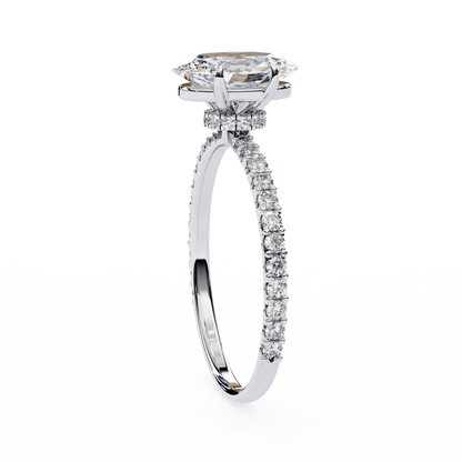 1.49 CTW Oval-Cut Lab-Grown Diamond Pavé Engagement Ring in 14K Gold