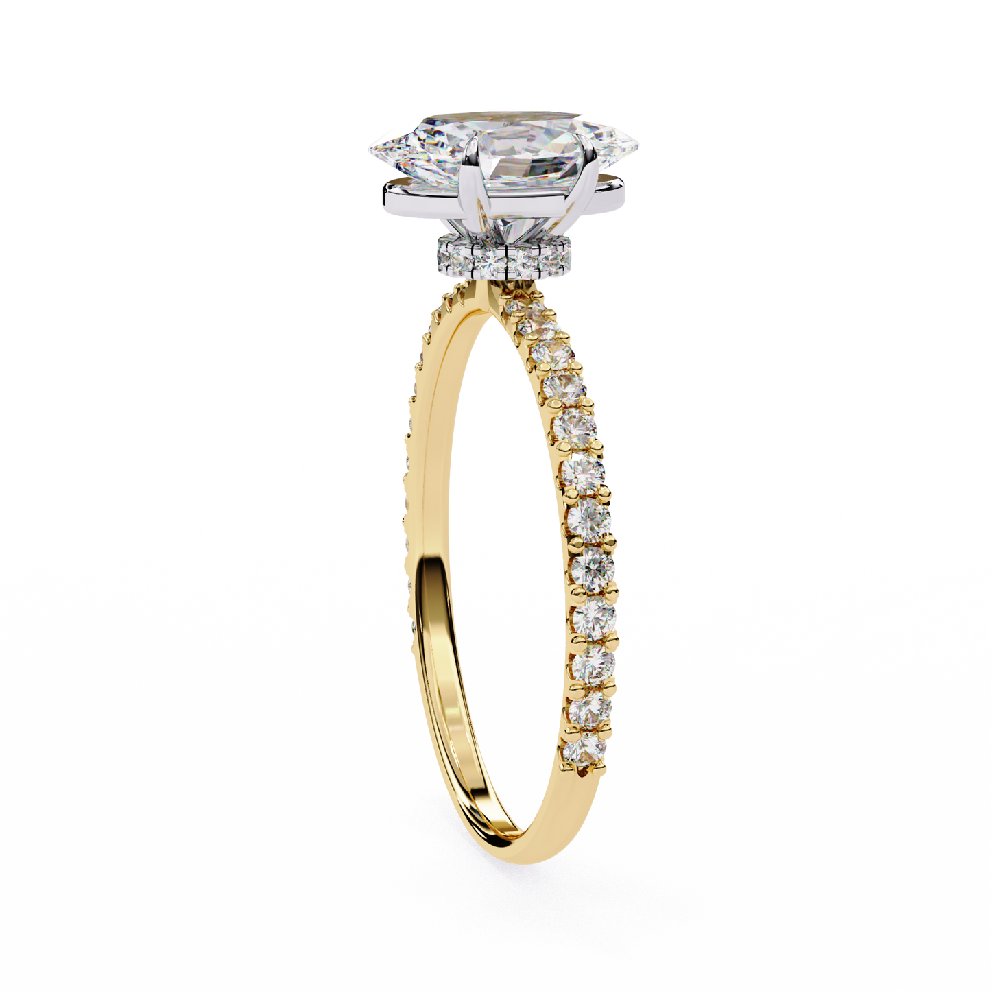 1.49 CTW Oval-Cut Lab-Grown Diamond Pavé Engagement Ring in 14K Gold