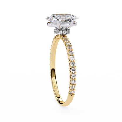 1.49 CTW Oval-Cut Lab-Grown Diamond Pavé Engagement Ring in 14K Gold