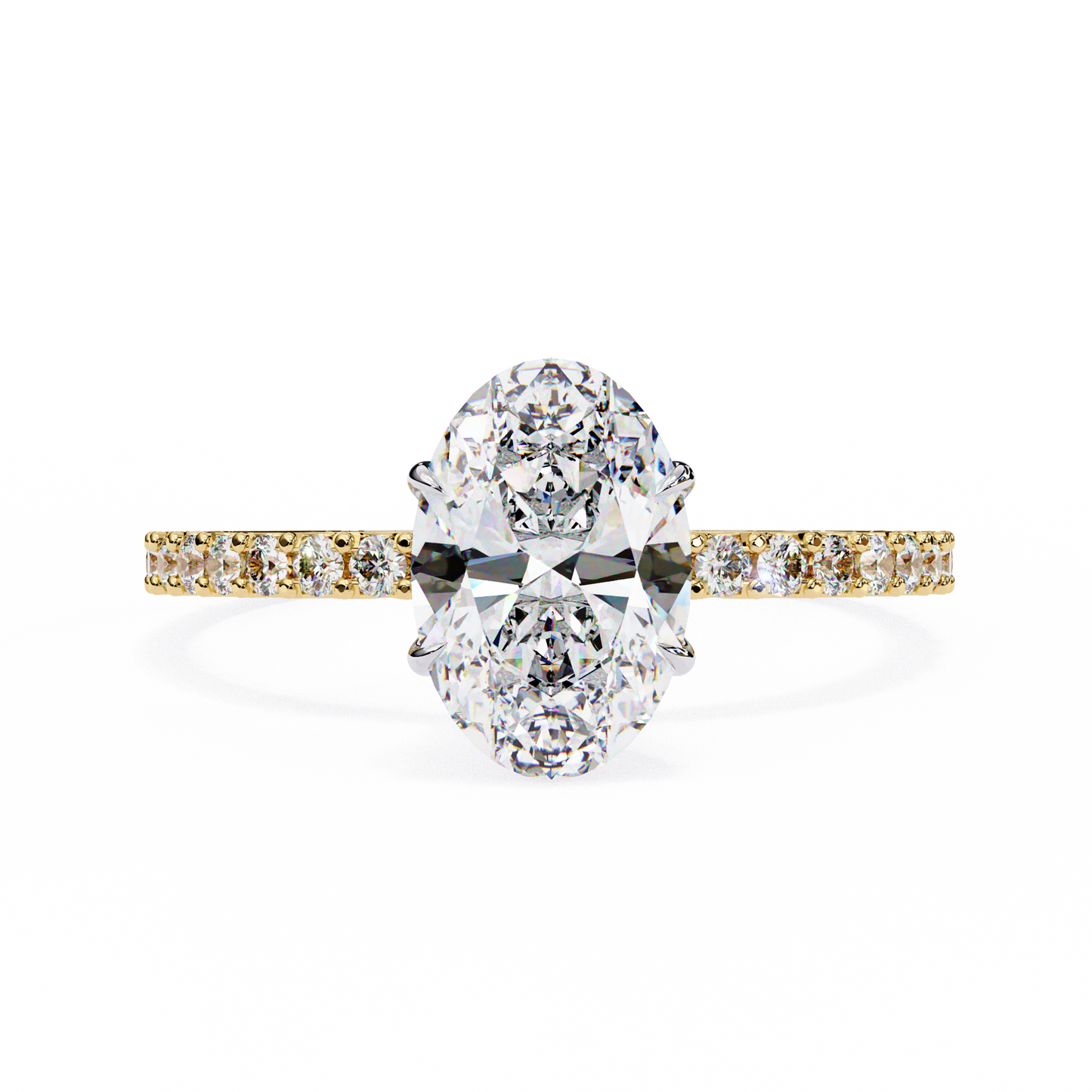 1.49 CTW Oval-Cut Lab-Grown Diamond Pavé Engagement Ring in 14K Gold