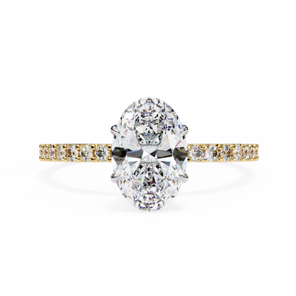 1.49 CTW Oval-Cut Lab-Grown Diamond Pavé Engagement Ring in 14K Gold