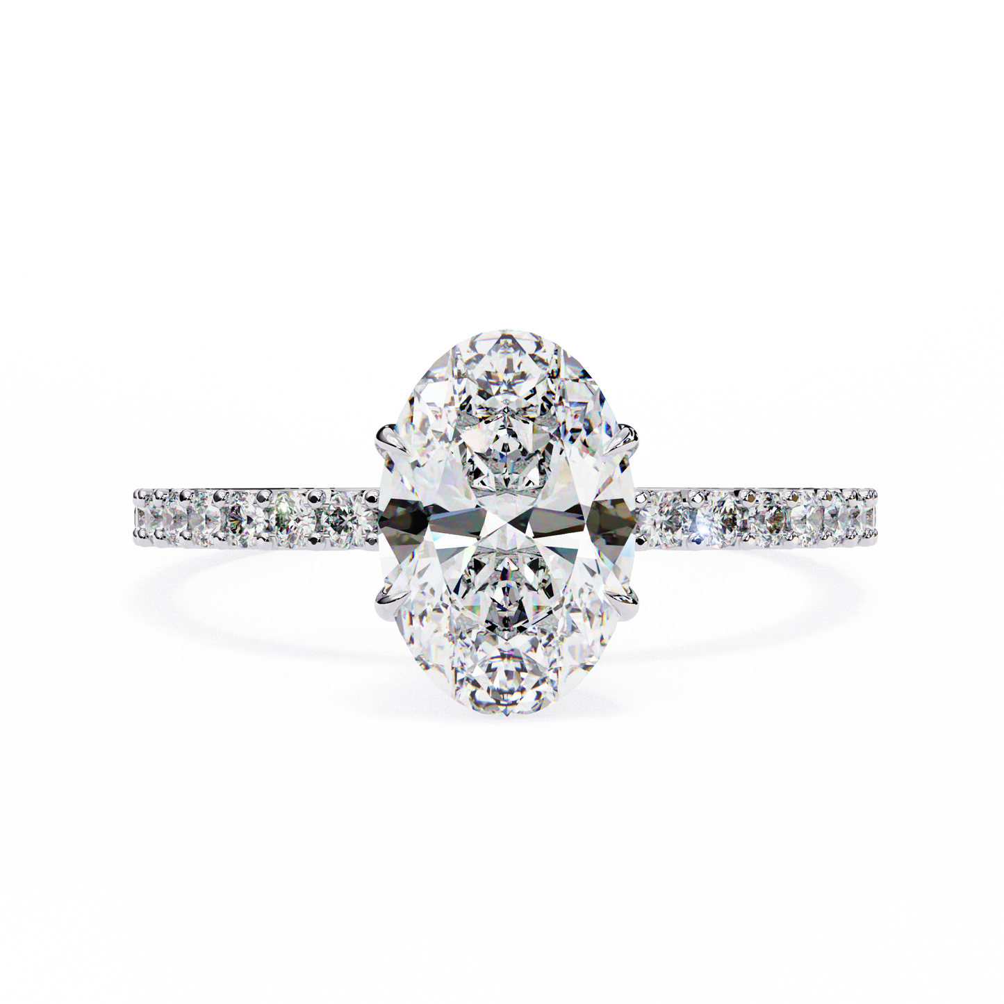 1.49 CTW Oval-Cut Lab-Grown Diamond Pavé Engagement Ring in 14K Gold