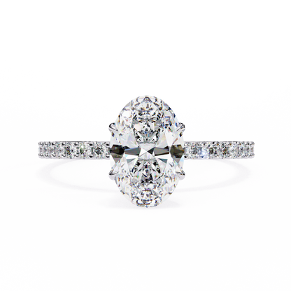 1.49 CTW Oval-Cut Lab-Grown Diamond Pavé Engagement Ring in 14K Gold