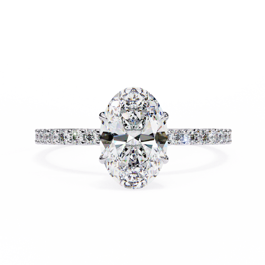 1.49 CTW Oval-Cut Lab-Grown Diamond Pavé Engagement Ring in 14K Gold