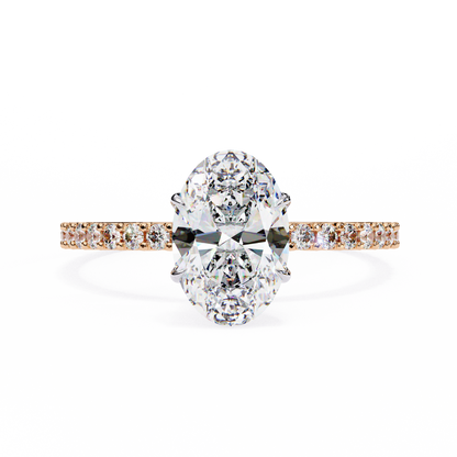 1.49 CTW Oval-Cut Lab-Grown Diamond Pavé Engagement Ring in 14K Gold