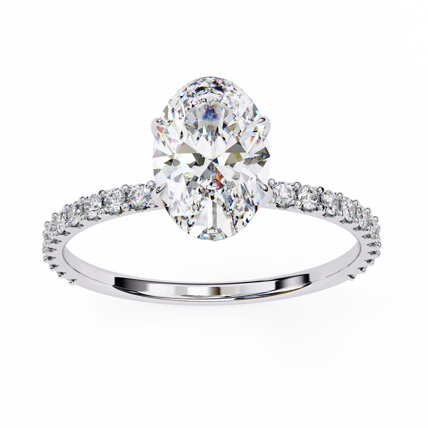 1.49 CTW Oval-Cut Lab-Grown Diamond Pavé Engagement Ring in 14K Gold