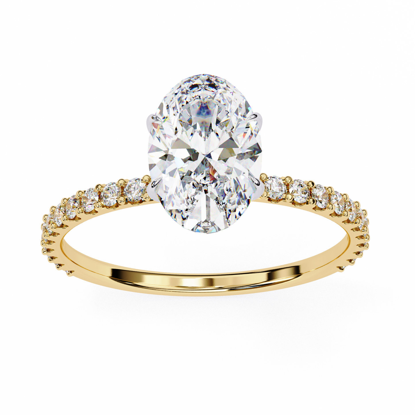 1.49 CTW Oval-Cut Lab-Grown Diamond Pavé Engagement Ring in 14K Gold