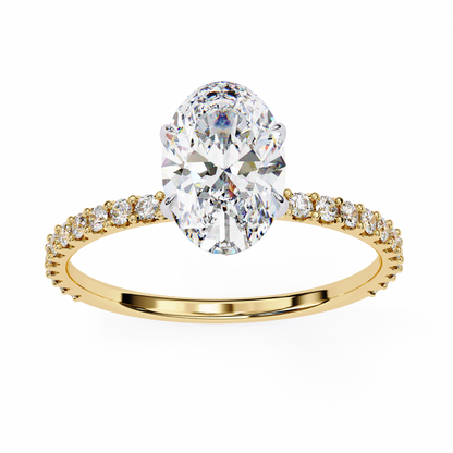 1.49 CTW Oval-Cut Lab-Grown Diamond Pavé Engagement Ring in 14K Gold