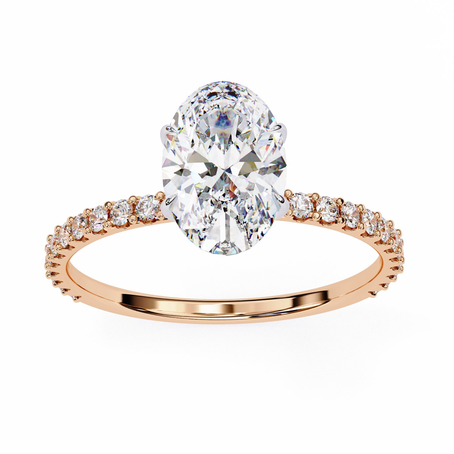 1.49 CTW Oval-Cut Lab-Grown Diamond Pavé Engagement Ring in 14K Gold
