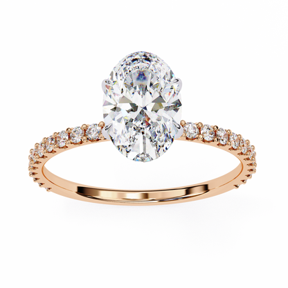 1.49 CTW Oval-Cut Lab-Grown Diamond Pavé Engagement Ring in 14K Gold