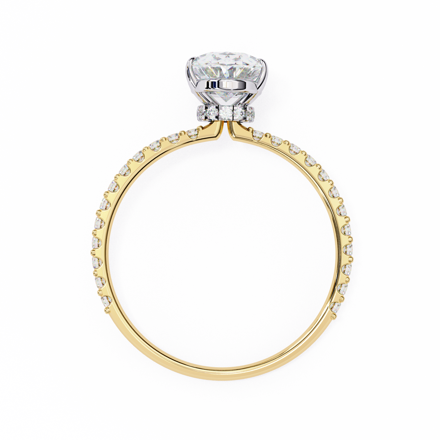 1.49 CTW Oval-Cut Lab-Grown Diamond Pavé Engagement Ring in 14K Gold
