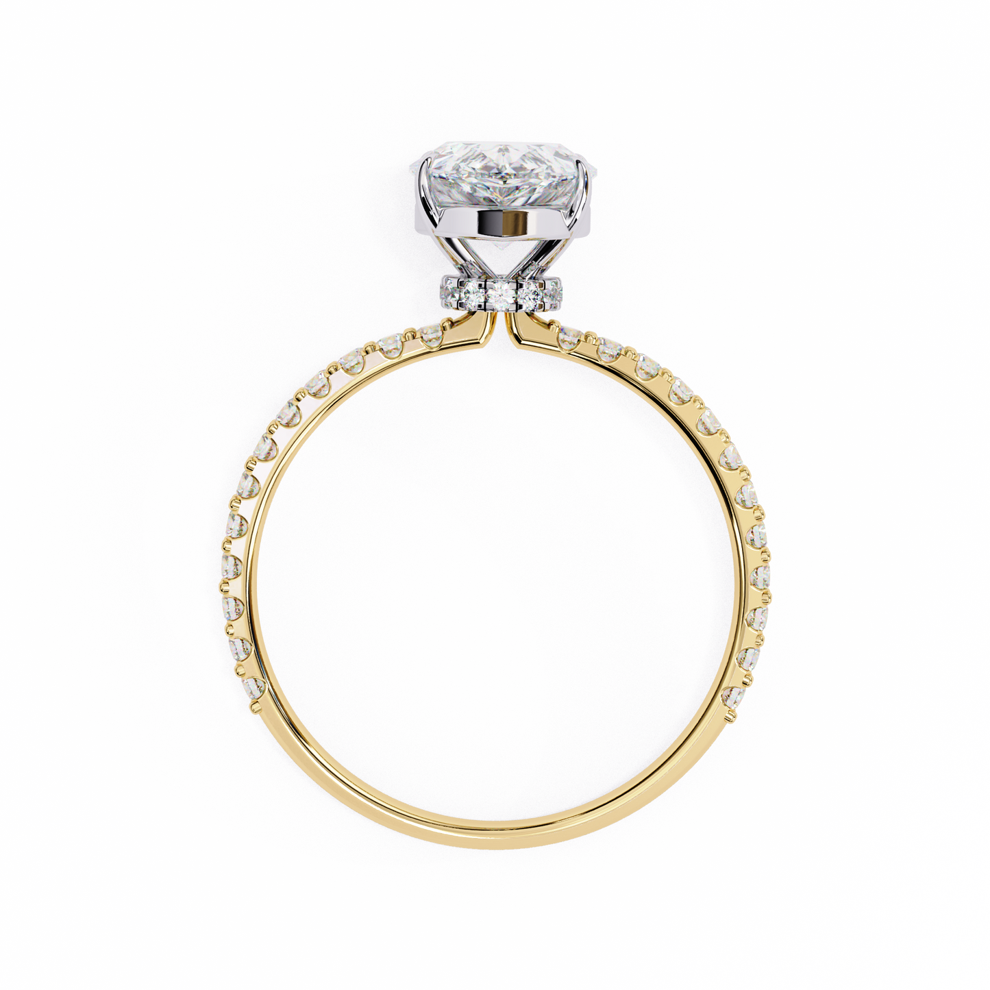 2.06 CTW Pear-Cut Lab-Grown Diamond Pavé Engagement Ring in 14K Gold
