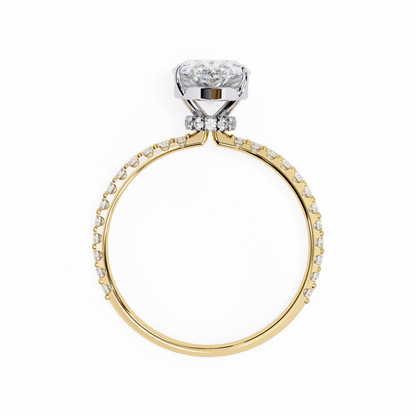 2.06 CTW Pear-Cut Lab-Grown Diamond Pavé Engagement Ring in 14K Gold