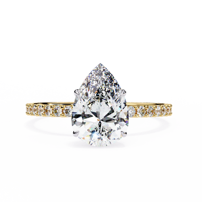 2.06 CTW Pear-Cut Lab-Grown Diamond Pavé Engagement Ring in 14K Gold