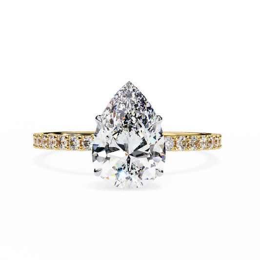 2.06 CTW Pear-Cut Lab-Grown Diamond Pavé Engagement Ring in 14K Gold