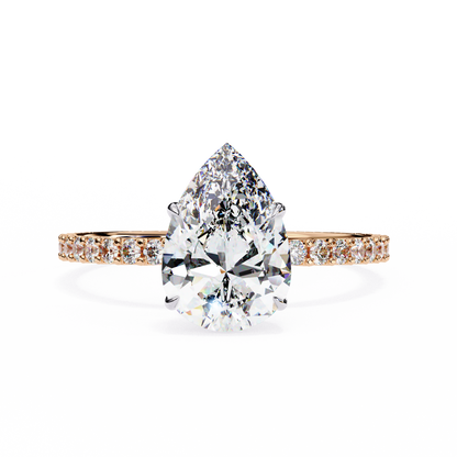 2.06 CTW Pear-Cut Lab-Grown Diamond Pavé Engagement Ring in 14K Gold