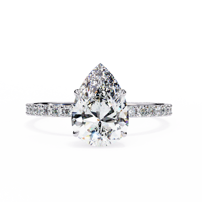 2.06 CTW Pear-Cut Lab-Grown Diamond Pavé Engagement Ring in 14K Gold