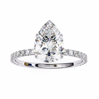 2.06 CTW Pear-Cut Lab-Grown Diamond Pavé Engagement Ring in 14K Gold