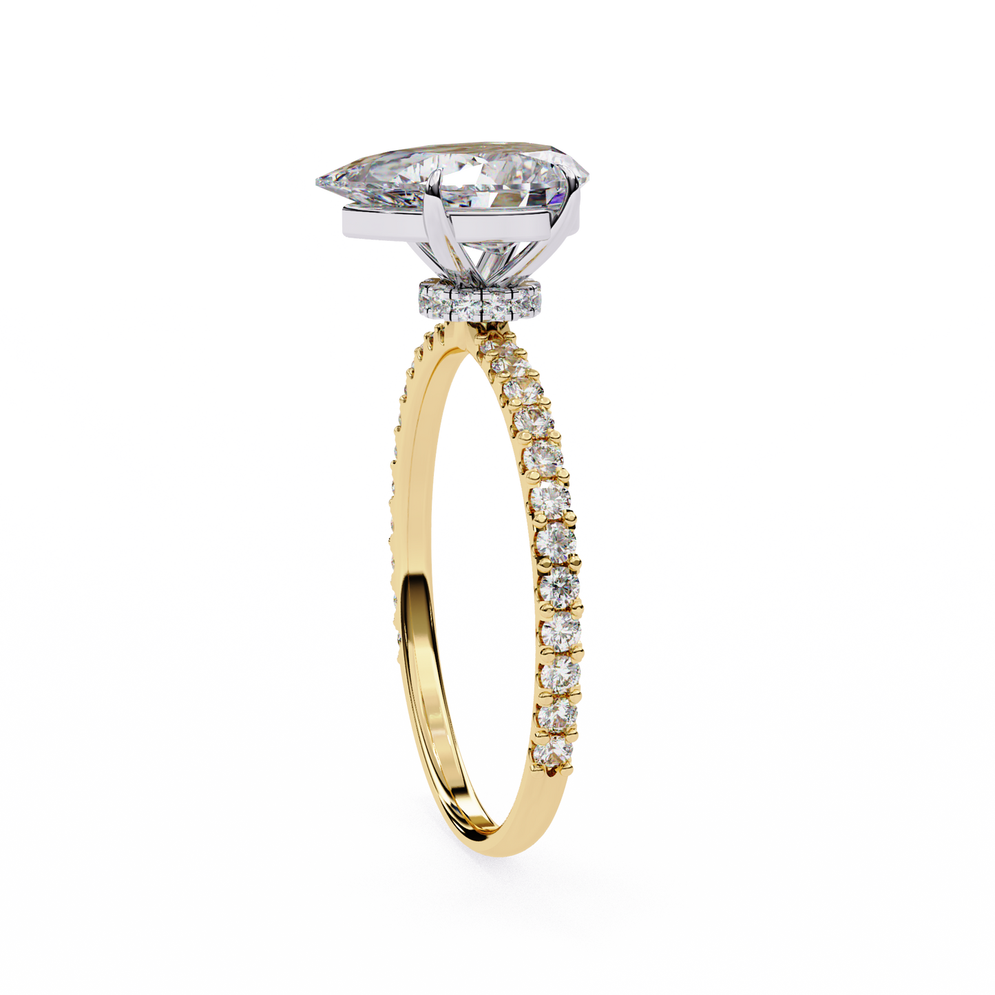 2.06 CTW Pear-Cut Lab-Grown Diamond Pavé Engagement Ring in 14K Gold
