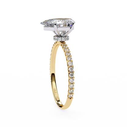 2.06 CTW Pear-Cut Lab-Grown Diamond Pavé Engagement Ring in 14K Gold