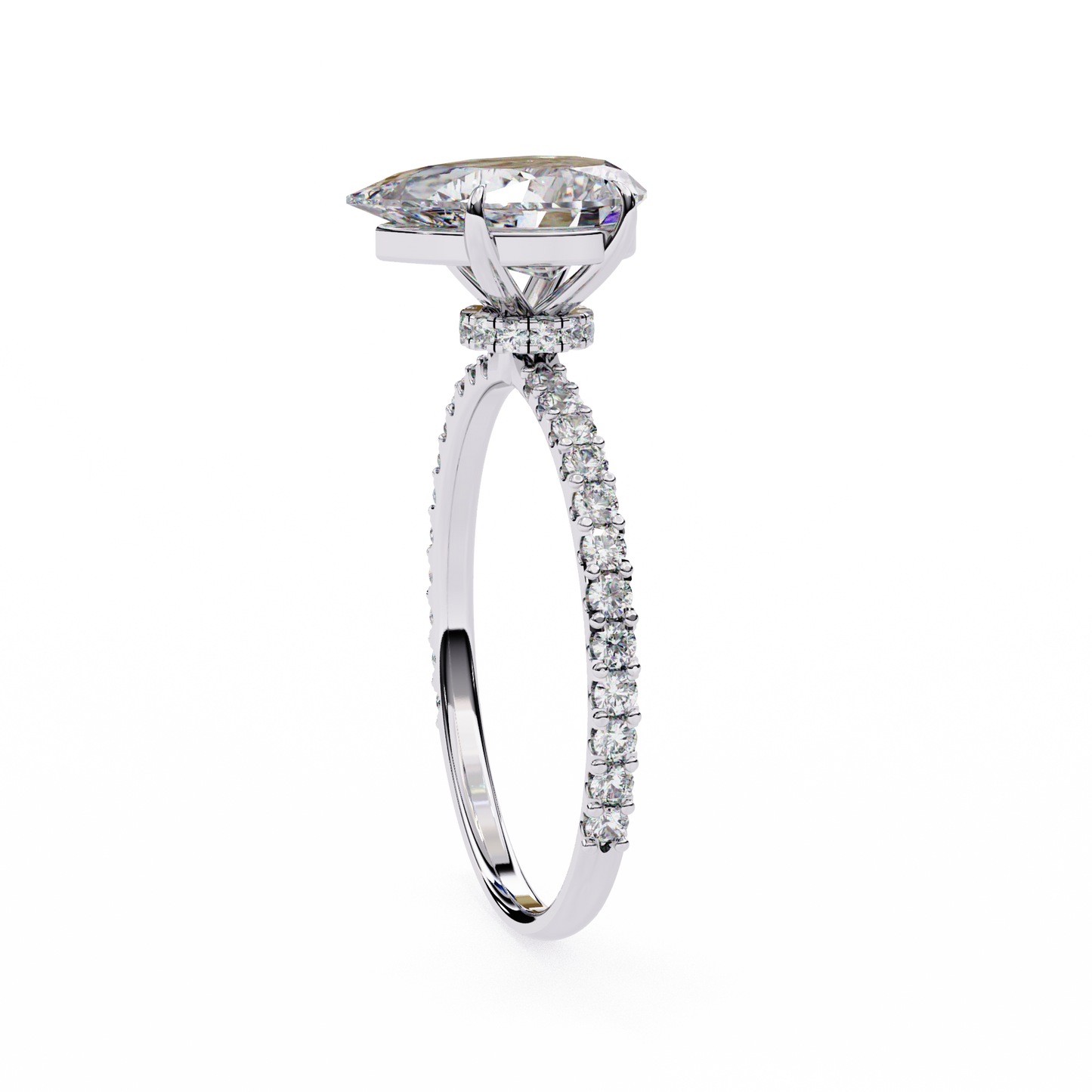 2.06 CTW Pear-Cut Lab-Grown Diamond Pavé Engagement Ring in 14K Gold