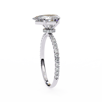 2.06 CTW Pear-Cut Lab-Grown Diamond Pavé Engagement Ring in 14K Gold