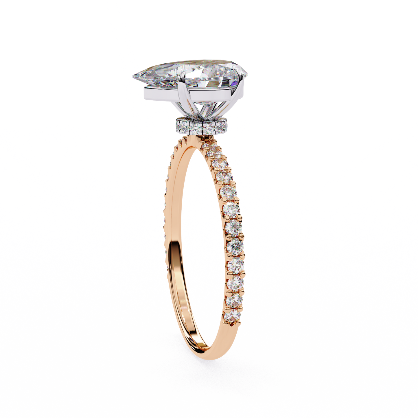 2.06 CTW Pear-Cut Lab-Grown Diamond Pavé Engagement Ring in 14K Gold
