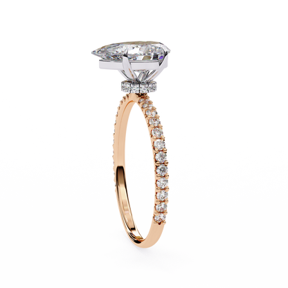2.06 CTW Pear-Cut Lab-Grown Diamond Pavé Engagement Ring in 14K Gold