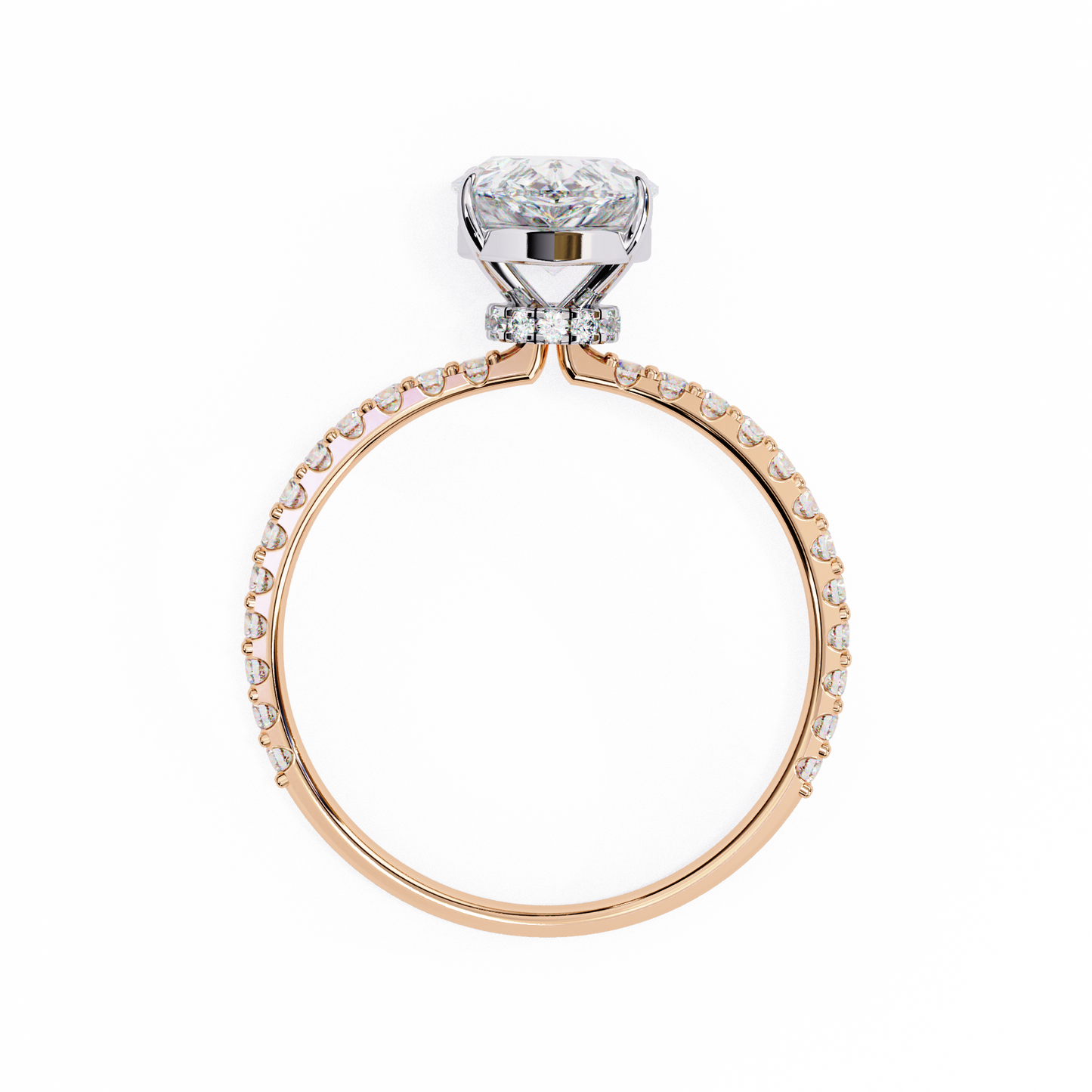 2.06 CTW Pear-Cut Lab-Grown Diamond Pavé Engagement Ring in 14K Gold